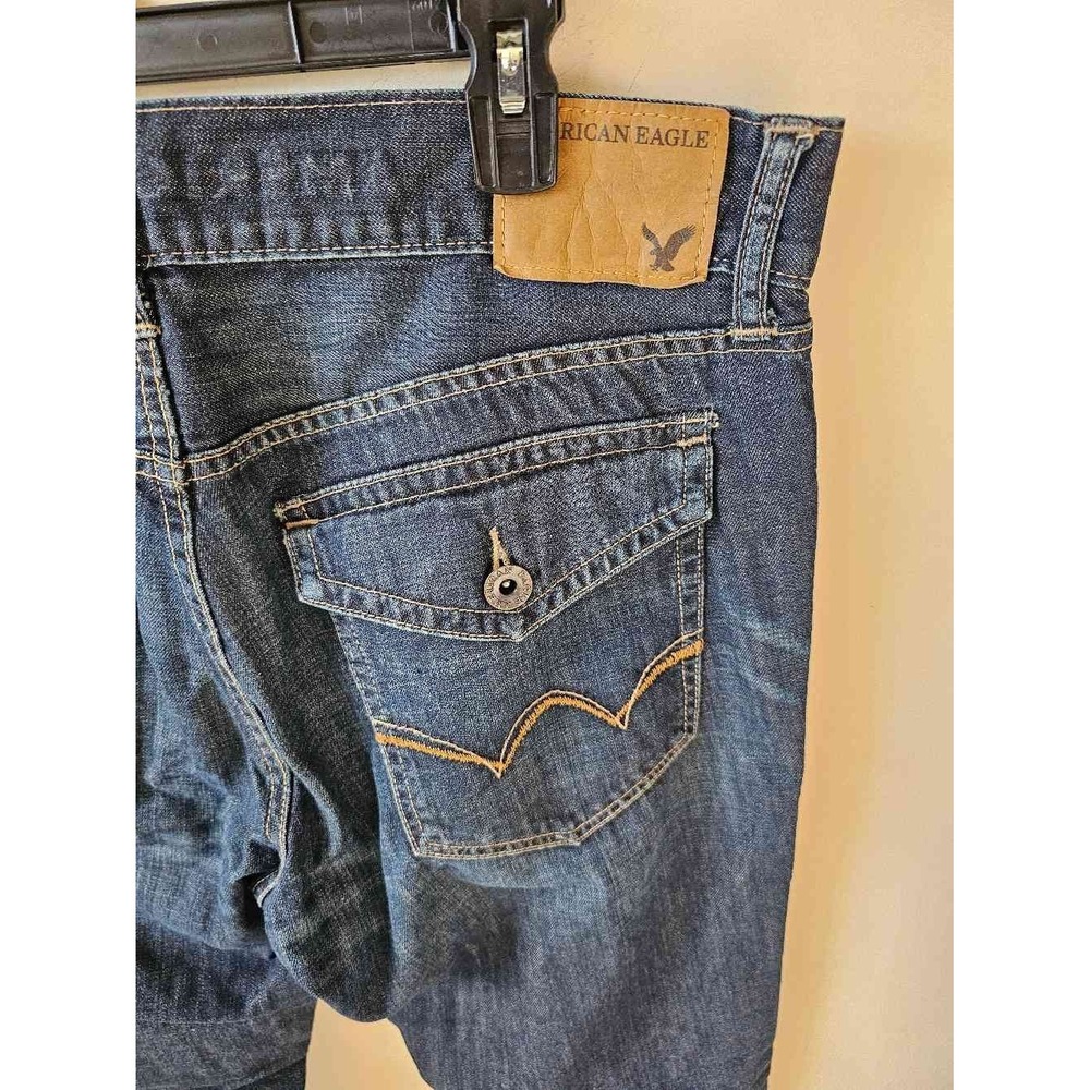 American Eagle Jeans Mens Low Rise Bootcut Dark Wash Denim 34x34 AEO - Picture 4 of 6